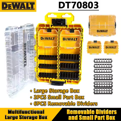 DEWALT DT70803 Large Storage Box with Removable Dividers and Small Part Box Multifunctional Transpar