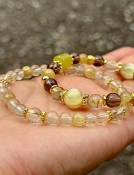 我記得我會發光 黃金鋰雲母 金發晶 金鈦晶 茶晶 黃金日長石 手鏈