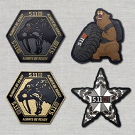 PVC Soft Rubber Tactical Military Fan Morale Badge Badge 511 Outdoor Velcro Badge Armband Badge Back