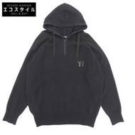 Y's Half-Zip Knit Hoodie Top, Men's, Black, YV-K69-146