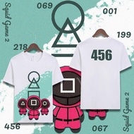 New Unisex printed dramatic version game T-shirt ○ △ □" Squid Game - Season 2 " Wear a number 456 00