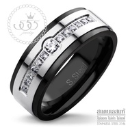 555jewelry แหวนสแตนเลส สตีล สำหรับผู้ชาย หน้าแหวนประดับด้วยเพชร CZ ดีไซน์เท่ห์ รุ่น 555-R085 - แหวนสแตนเลส แหวนผู้ชาย แหวนแฟชั่น (R15)