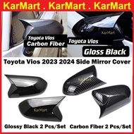 Toyota Vios 2023 2024 2025 Altis Side Mirror Cover Exterior Car Accessories Glossy Black Carbon Fibe