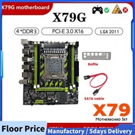 X79G Motherboard+ Cable+Bezel LGA2011 4XDDR3 RECC Slot M.2 NVME PCI-E X16 6XUSB2.0 SATA3.0 Server Ga