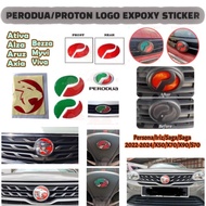 PERODUA/PROTON LOGO 2PCS Epoxy sticker EMBLEM REFLECTOR FRONT & REAR Ativa Myvi Bezza Axia Alza Viva