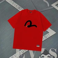 Evisu/Fushen T-shirt Uniseks Bercorak T-shirt untuk Perjalanan Harian T-shirt Longgar Lengan Pendek 