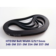HTD 3M Timing belt C= 348 351 354 357 width 6/9/15mm Teeth 116 117 118 119 HTD3M rubber 348-3M 351-3