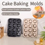 6/9/12 Holes Cake Molds Baking Muffin Tray Cupcake Baking Pan Carbon Steel Cupcake Tray