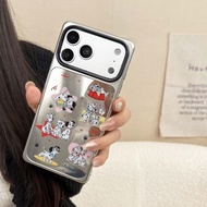 Cute dalmatian pattern 17ProMax square mirror phone case compatible for iPhone 16ProMax 15ProMax