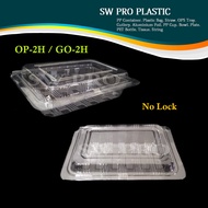OP-02H / TP-2H / GO-2H Plastic Tray Clear Container No Lock/ Bekas Makanan / Bekas Kuih (±100pcs / p