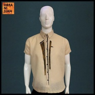 Obra ni Juan Inno fit (Regular Fit) Polo Barong With Patching-Mocha (#2604)