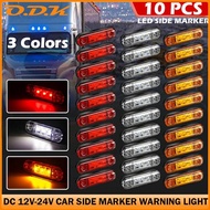 6x/10x 12V 24V 3 LED External Side Marker Warning Light Oval Clearance Signal Trailer Truck Lamp Car