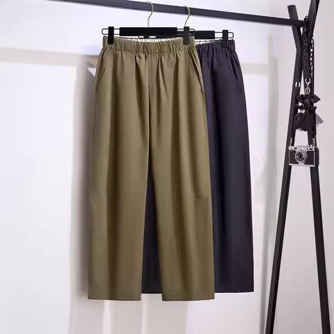 155Kg Plus Size Women's Hip 150 Autumn High Waist Haren Casual Pants Dark Blue Green 4XL 5XL 6XL 7XL