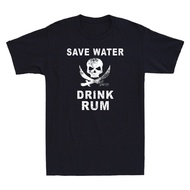 Save Water Drink Rum T-Shirt Alcoholic Liquor Beverages Cocktails Men'S Tee
