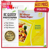 Cuyi Rc Glossy Photo Paper 260gsm Satin Coated A4 5r 4r 3r Size 20 Sheets Pack / BUY 10 FREE 1 RC GL