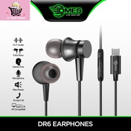 DMES DR6 Type C Wired Earphone Handsfree Extra Bass In Ear Earphone with