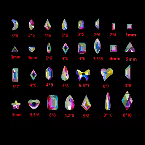 100/500pcs Boutique Clear AB Flat bottom nail art rhinestones Glass crystal 3D nail decoration Multi