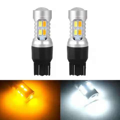 2Pcs 7443 7440 7444 LED Turn Signal Switchback Amber White DRL Parking Light Bulbs