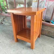 TB ชั้นวางของข้างเตียง ตู้ข้างเตียง ตู้หัวเตียงไม้สักแท้ 45*45 สูง 60 ซม. สีย้อม(อิฐ)