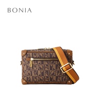 Bonia Brown Monogram Crossbody Bag