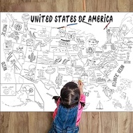 Giant Coloring Poster US Map Jumbo Wall Coloring Poster for Kid Large Coloring Tablecloth Coloring E