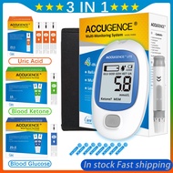 Complete 3in1 Test Kit. Blood Sugar, Blood Ketone, Uric Acid Multi-Monitoring System. With Blood glucose,  Blood ketone,  Uric acid test strip, Lancets. For Keto Diet, Diabetes, Gout Testing