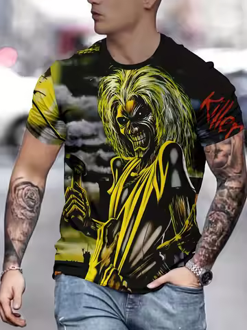 Bold Monster Graphic Tee for Plus Size Men - Summer-Ready, Comfortable Short Sleeves, Eye-Catching D