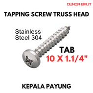 TAB 10X 1. 1/4 Tapping Screw Truss 10 X 1. 1/4 Stainless SS304