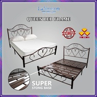 Lamoison 3V Powder Coat Metal Double Bed Frame Queen Bed Frame Katil Besi Kelamin Queen Size Bed Fra