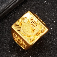 Vietnam Sand Gold Plated Domineering Brass Plated 999 Pure Gold Koi Open Men's Ring Long Not Fade Al