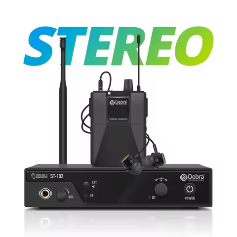 Debra ST-102 Stereo Wireless In-Ear Monitor System with Bluetooth 5.0 UHF Technology, Transmission R