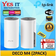 TP-Link Deco M4 AC1200 Whole Home Mesh Wi-Fi System ( 2 packs )--FREE RM10 AEON VOUCHER