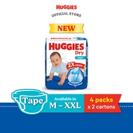 [Bundle of 8] Huggies Dry Tape Diapers M60/L54/XL42/XXL38 Absorbent diapers for baby