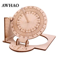 [AWHAO] Equatorial Sundial Clock DIY Wooden Scientific Model Easily Install Durable