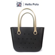 Hello Polo รุ่น BH2002 สะพายไหล่ ใส่ของได้เยอะ รูตกแต่ง DIY ส่งจากไทย ใบใหญ่ ทรงโท้ท ยาง EVA กระเป๋า