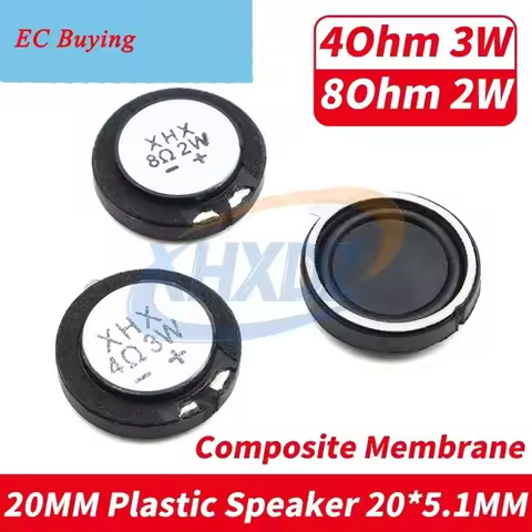 2PCS 20MM Plastic Composite Membrane 8Ohm 2W 4Ohm 3W Speaker 20 MM 8 4 Ohm 2 3 Watt 2CM Ultra-thin H