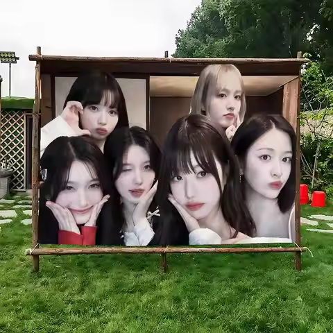 Popular I-IVE Kpop Cartoon Flag Wall Hanging Banner Decoration Household Home Decor