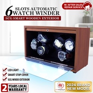 6 Slots / 3 Slots Automatic Watch Winder with Smart Wood Exterior LED Light and Smart Stop Cover