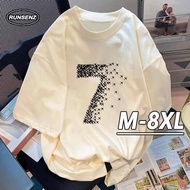 M-8XL Korean Fashion Black Top Men Round Neck Casual Loose Short Sleeve Plus Size T Shirt