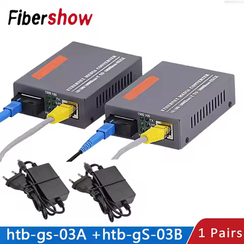 Gigabit Fiber Optical Media Converter HTB-GS-03 1000Mbps Single Fiber SC Port External Power Supply
