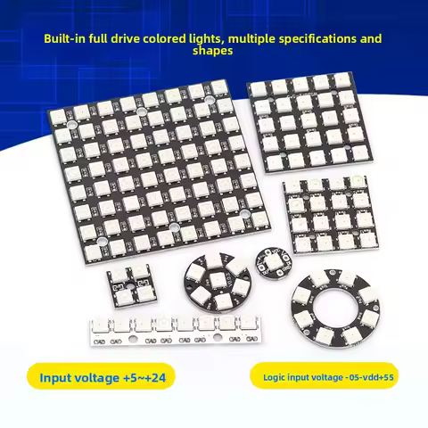 WS2812 5050 RGB LED Strip Built-in Driver - Round/Square Multi-Shape Multi-Size 1/3/4/7/8/16/25/64-b
