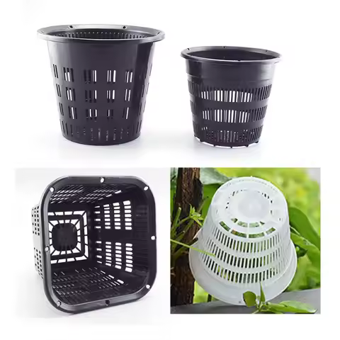 5x Breathable Orchid flower plant grow Pot net Mesh cup Planters Container Plastic Slotted wall hang