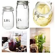 KORKEN Airtight Food Jar With Lid &amp; Lock , Glass Food Storage Jar, Balang Kuih Raya , 1.8 L / 2 L