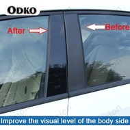 yolandd 6 Carbon Fiber Black Car Door Window Column BC Pillar Post Cover Trim PC Material Sticker Fo