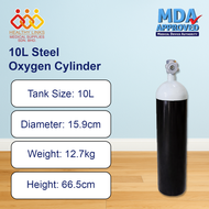 Aluminium Oxygen Tank 5L / 10L OR Steel Oxygen Tank 10L + Regulator + Nasal Oxygen Cannula