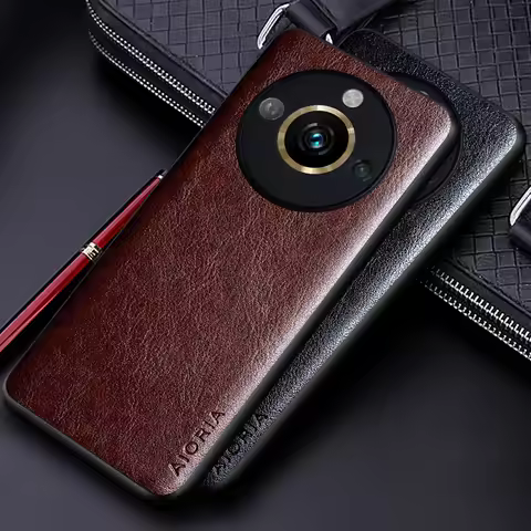 Luxury leather Case for Realme 11 Pro Plus 5G 4G funda Business solid color Soft TUP&Hard PC Phone c