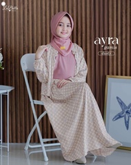 Gamis Lebaran Anak Set Outer Rayon Motif Ayra Labella/ Busana Muslim Anak Perempuan Umur 5 6 7 8 9 1