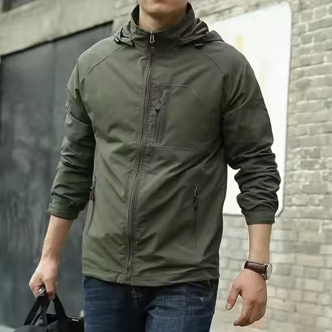 Outdoor Functional Windbreaker Men's 2024 New Autumn Casual Detachable Cap Waterproof Work Jacket Hi