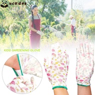 WONDER Kids Gardening Glove, Nitrile Pink Floral Pattern Work Gloves, Breathable Waterproof Anti Prickling Multi-purpose Protective Mittens Kids/Adult