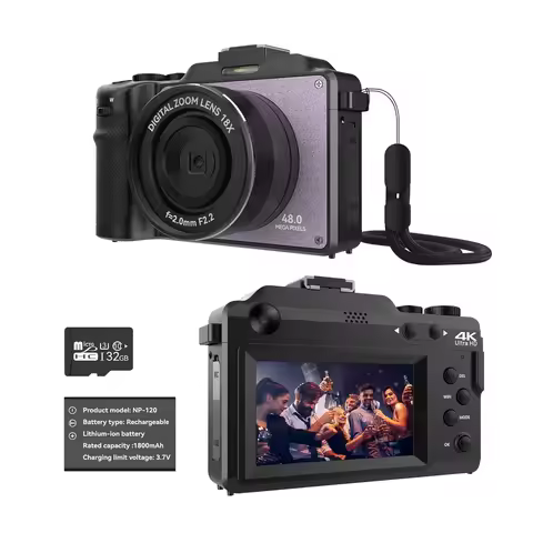48MP Camera for Photography,4K Digital Camera for Kids and Adults with Front and Rear Dual Cameras,1